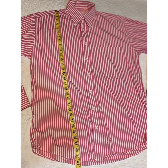 Bullock & Jones Men’s Shirt SIZE M Long Sleeve Striped Cotton Fuschia/White - Picture 6 of 12